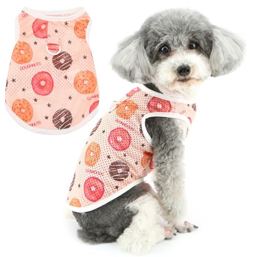 Zunea Hunde-Shirts für kleine Hunde, ärmelloses Sommer-Hemd, T-Shirt mit D-Ring, weich, atmungsaktiv, Welpenkleidung, Tanktop, niedlicher Donut-Basic-Shirt, Haustier, Chihuahua, Yorkie, Bekleidung, von Zunea