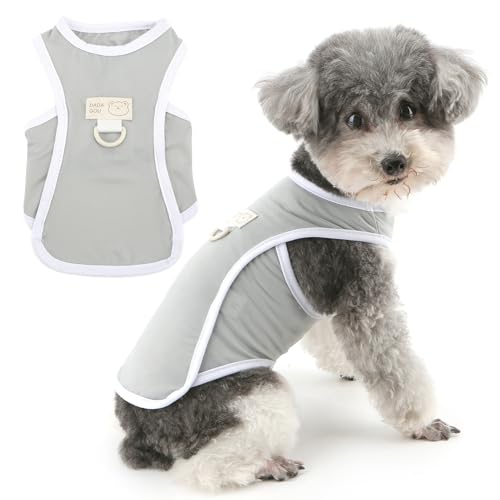Zunea Hunde-Shirts für kleine Hunde mit Leinen-Ring, kühlende Weste, Kleidung, Größe XS/S, Haustier-Shirt, ärmellos, weich, dehnbar, Chihuahua-Spielzeug, Pudel, Hundebekleidung, Grau, Größe L Zunea Hunde-Shirts für kleine Hunde mit Leinen-Ring, kühlende Weste, Kleidung, Größe XS/S, Haustier-Shirt, ärmellos, weich, dehnbar, Chihuahua-Spielzeug, Pudel, Hundebekleidung, Grau, Größe L von Zunea