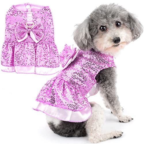 Zunea Hundegeschirr Kleider für Kleine Hunde Mädchen Bling Pailletten Sommer Prinzessin Kleid mit Schleife Knoten D-Ring Welpen Party Kleid Geburtstag Hochzeit Kostüm Chihuahua Kleidung Lila XS Zunea Hundegeschirr Kleider für Kleine Hunde Mädchen Bling Pailletten Sommer Prinzessin Kleid mit Schleife Knoten D-Ring Welpen Party Kleid Geburtstag Hochzeit Kostüm Chihuahua Kleidung Lila XS von Zunea