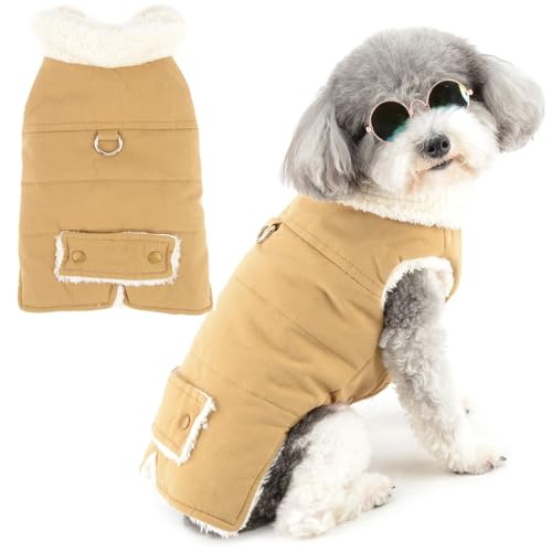 Zunea Hundejacke für kleine Hunde, mit Fleece gefüttert, für Welpen, Winterkleidung mit Ring für die Leine, kaltes Wetter, Jacken, Mantel, Chihuahua, Hundespielzeug, Pudel, Khaki, Größe M Zunea Hundejacke für kleine Hunde, mit Fleece gefüttert, für Welpen, Winterkleidung mit Ring für die Leine, kaltes Wetter, Jacken, Mantel, Chihuahua, Hundespielzeug, Pudel, Khaki, Größe M von Zunea