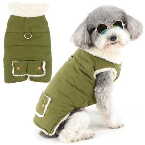 Zunea Hundejacke für kleine Hunde, mit Fleece gefüttert, für Welpen, Winterkleidung mit Ring für die Leine, kaltes Wetter, Weste, Jacken, Mantel, Chihuahua, Hundespielzeug, Pudel, Grün, Größe XL Zunea Hundejacke für kleine Hunde, mit Fleece gefüttert, für Welpen, Winterkleidung mit Ring für die Leine, kaltes Wetter, Weste, Jacken, Mantel, Chihuahua, Hundespielzeug, Pudel, Grün, Größe XL von Zunea
