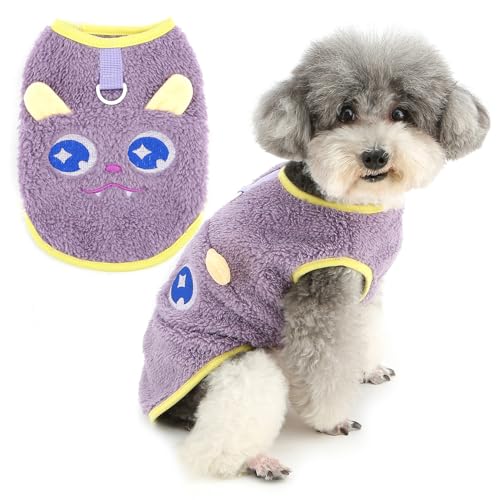 Zunea Hundejacke mit niedlichem Cartoon-Motiv für kleine Hunde, warmer Fleece-Welpenweste, Pullover mit Ring für die Leine, weicher Pullover, kaltes Wetter, Chihuahua-Kleidung, Haustierbekleidung Zunea Hundejacke mit niedlichem Cartoon-Motiv für kleine Hunde, warmer Fleece-Welpenweste, Pullover mit Ring für die Leine, weicher Pullover, kaltes Wetter, Chihuahua-Kleidung, Haustierbekleidung von Zunea