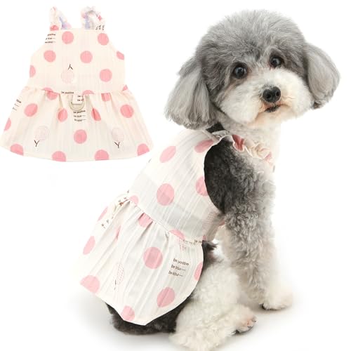 Zunea Hundekleid für kleine Hunde, Mädchen, Sommer-Prinzessinnenkleid mit D-Ring, niedlich, gepunktet, für Welpen, Rock, weibliches Camisole für Haustiere, Katzen, Sommerkleid, weiche Weste, Kleidung, von Zunea