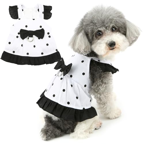 Zunea Hundekleid für kleine Hunde, Mädchen, gepunktet, Sommer-Welpenkleidung mit D-Ring, weibliches Prinzessinnenkleid mit Schleife, weicher, ärmelloser Rock, Haustier-Katzenkleid, Kostüme, Hund, Zunea Hundekleid für kleine Hunde, Mädchen, gepunktet, Sommer-Welpenkleidung mit D-Ring, weibliches Prinzessinnenkleid mit Schleife, weicher, ärmelloser Rock, Haustier-Katzenkleid, Kostüme, Hund, von Zunea