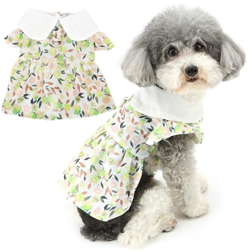 Zunea Hundekleid mit Blumenmuster für kleine Hunde und Mädchen, niedliches Sommer-Welpenkleid, Prinzessinnenkleid mit D-Ring, weich, für weibliche Haustiere, Katzen, atmungsaktiv, Chihuahua-Geschirr, von Zunea