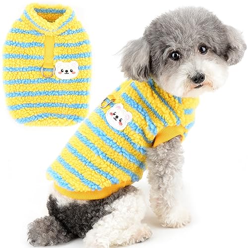 Zunea Hundepullover für Kleine Hunde Katze Fuzzy Sherpa Fleece Hundemäntel Gestreift Winterjacke Mantel mit D-Ring Weich Warm Pullover Weste Welpenkleidung Kaltes Wetter Haustier Chihuahua Gelb S Zunea Hundepullover für Kleine Hunde Katze Fuzzy Sherpa Fleece Hundemäntel Gestreift Winterjacke Mantel mit D-Ring Weich Warm Pullover Weste Welpenkleidung Kaltes Wetter Haustier Chihuahua Gelb S von Zunea