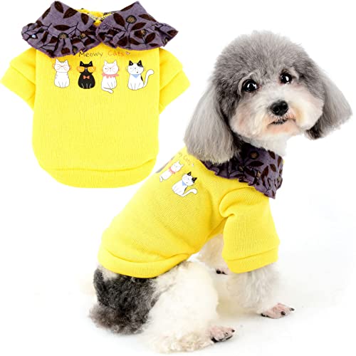 Zunea Hundepullover für Kleine Hunde Mädchen Winter Sweater Mantel Weich Warm Welpen Kleidung Strickwaren Pullover Gestrickte Katzen Gedruckt Sweatshirt Haustierbekleidung für Chihuahua Gelb XXL Zunea Hundepullover für Kleine Hunde Mädchen Winter Sweater Mantel Weich Warm Welpen Kleidung Strickwaren Pullover Gestrickte Katzen Gedruckt Sweatshirt Haustierbekleidung für Chihuahua Gelb XXL von Zunea