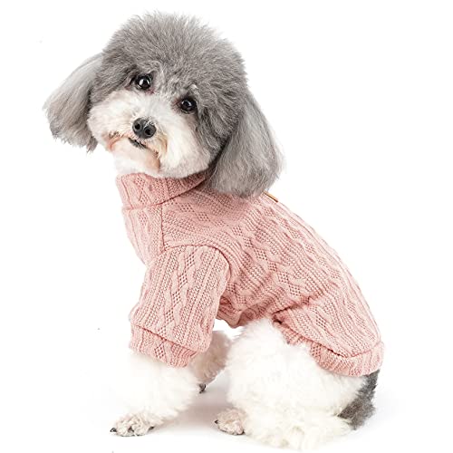 Zunea Hundepullover für Kleine Hunde Winter Warm Sweater Mantel Welpen Kleidung Weiche Baumwolle Strickwaren Pullover Strickbekleidung Kaltes Wetter Haustier Kleidung für Chihuahua Doggie Rosa S von Zunea