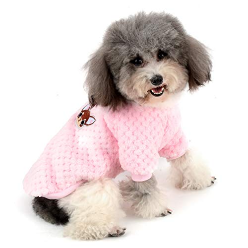 Zunea Hundepullover für kleine Hunde Fleece Warm Weich Welpen Sweater Wintermäntel Winterjacken Hunde Bekleidung Haustier Chihuahua Katzen Kleidung Rosa XL von Zunea