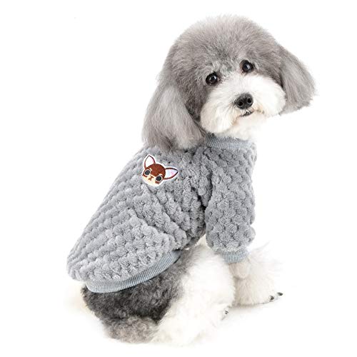 Zunea Kleiner Hundepullover Welpenpullover Mantel Winter Warm Fleece Pullover für Hunde Junge Mädchen Super Weiche Haustierkleidung Bekleidung Chihuahua Katze Outwear für kaltes Wetter Grau XL von Zunea