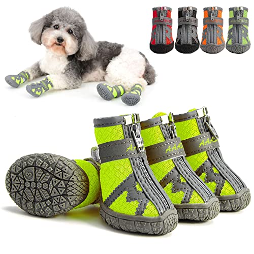 Zunea Hundeschuhe für Kleine Hunde Atmungsaktiv Netzstoff Pfotenschutz Reißverschluss rutschfest Verstellbar Reflektierend Außenbereich Stiefel mit Robuster Sohle für Haustier Chihuahua Grün 4# Zunea Hundeschuhe für Kleine Hunde Atmungsaktiv Netzstoff Pfotenschutz Reißverschluss rutschfest Verstellbar Reflektierend Außenbereich Stiefel mit Robuster Sohle für Haustier Chihuahua Grün 4# von Zunea