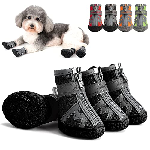 Zunea Hundeschuhe für Kleine Hunde Atmungsaktiv Netzstoff Pfotenschutz Reißverschluss rutschfest Verstellbar Reflektierend Außenbereich Stiefel mit Robuster Sohle für Haustier Chihuahua Schwarz 3# Zunea Hundeschuhe für Kleine Hunde Atmungsaktiv Netzstoff Pfotenschutz Reißverschluss rutschfest Verstellbar Reflektierend Außenbereich Stiefel mit Robuster Sohle für Haustier Chihuahua Schwarz 3# von Zunea