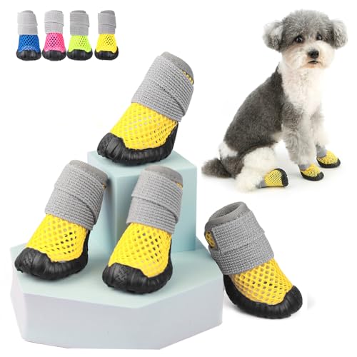 Zunea Hundeschuhe für kleine Hunde, atmungsaktives Netzgewebe, Sommer-Welpenstiefel für heißen Bürgersteig, rutschfeste Gummisohle, verstellbare Pfotenschutz, heißes Wetter, Haustier-Chihuahua-Stiefel Zunea Hundeschuhe für kleine Hunde, atmungsaktives Netzgewebe, Sommer-Welpenstiefel für heißen Bürgersteig, rutschfeste Gummisohle, verstellbare Pfotenschutz, heißes Wetter, Haustier-Chihuahua-Stiefel von Zunea