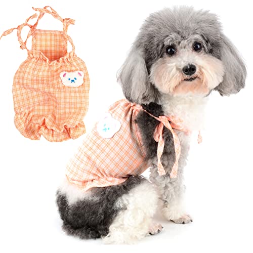 Zunea Hundeshirts für kleine Hunde Mädchen Sommer Welpen Kleidung Tank Top Plaid Weste T-Shirt Weiche Baumwolle Camisole Kleidung Coole Haustier Bekleidung für Chihuahua Hundespielzeug Hunde Orange L von Zunea