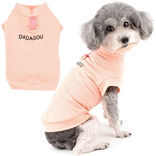 Zunea Hundeshirts mit D-Ring für Kleine Hunde Mädchen Jungen Sommer Welpen T-Shirt Weich Atmungsaktiv Tank-Top ärmellos Coole Kleidung Einfarbig Basic-Shirt Haustierbekleidung für Chihuahua Rosa M von Zunea