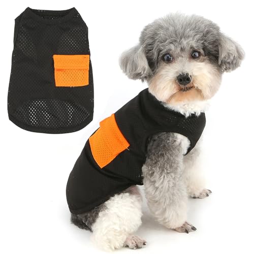 Zunea Hundeweste aus Netzstoff für extra kleine und kleine Hunde, weich, atmungsaktiv, kühl, Sommer-Welpenkleidung, T-Shirt, Pullover, ärmellos, für Chihuahua, Yorkie, Schwarz, Größe XL von Zunea