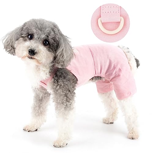 Zunea Karierter Straps-Hundeoverall für kleine Hunde Weiche Welpenkleidung Overall Strampler mit D-Ring 4-beinig Haustier Mädchen Jungen Kleidung Outfits für Hunde Chihuahua Yorkie Rosa XXL von Zunea