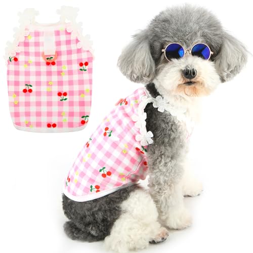 Zunea Kariertes Hunde-Shirt für kleine Hunde und Mädchen, Camisole für Sommer, Welpen, T-Shirt mit D-Ring, niedliches Kirschspielzeug, Pudel, Weste, T-Shirt, weich, atmungsaktiv, ärmellos, Zunea Kariertes Hunde-Shirt für kleine Hunde und Mädchen, Camisole für Sommer, Welpen, T-Shirt mit D-Ring, niedliches Kirschspielzeug, Pudel, Weste, T-Shirt, weich, atmungsaktiv, ärmellos, von Zunea