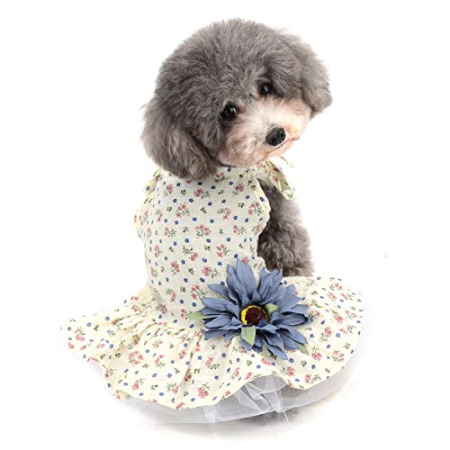 Zunea Kleid für kleine Hunde und Katzen, Gänseblümchen, Sommerkleid, Spitze, Rock, Bezaubernde Baumwollschlinge für Hunde und Katzen von Zunea
