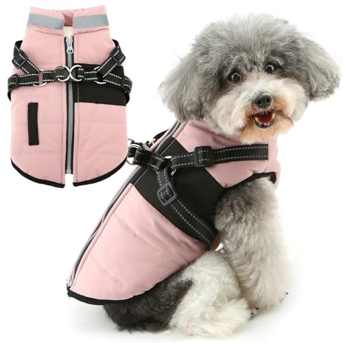 Zunea Kleine Hunde Wintermäntel Welpenjacken mit Geschirr Reflektierende Verstellbare Reißverschluss Hundemäntel Weste Kleidung Fleece Gefütterte Schneejacke XS/S Größe Haustier Bekleidung Rosa S Zunea Kleine Hunde Wintermäntel Welpenjacken mit Geschirr Reflektierende Verstellbare Reißverschluss Hundemäntel Weste Kleidung Fleece Gefütterte Schneejacke XS/S Größe Haustier Bekleidung Rosa S von Zunea