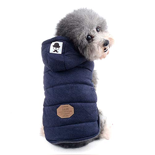 Zunea Hunde Wintermantel für Kleine Hunde Weich Fleece Winterjacken Kapuzenpullis Winddicht Welpenmantel Weste Chihuahua Hundekleidung Katzen Bekleidung für Kaltes Wetter Blau S von Zunea