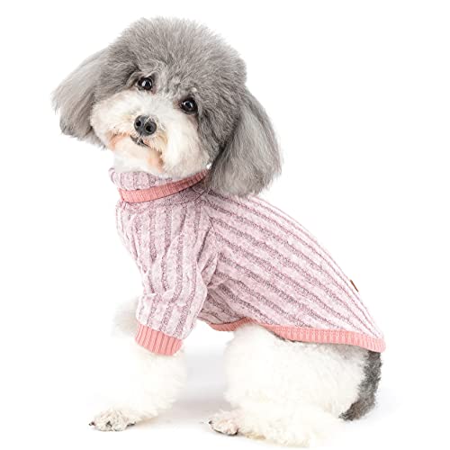 Zunea Hunde Sweater für Kleine Hunde Winter Warm Mantel Rollkragen Pullover Weiche Baumwolle Welpenkleidung Haustier Mädchen Junge Strickwaren Bekleidung Kaltes Wetter Kleidung für Chihuahua Pink S von Zunea