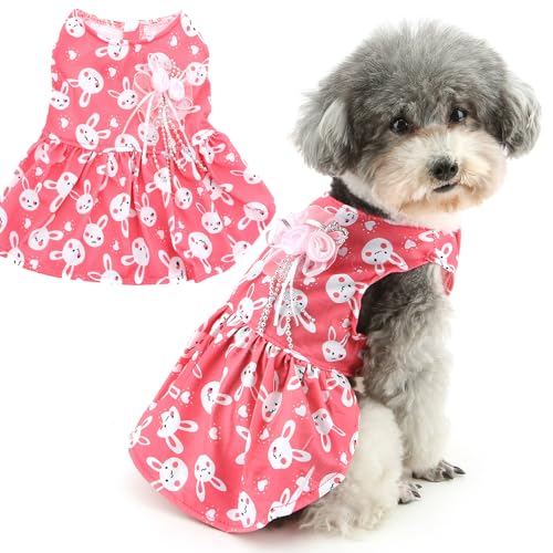 Zunea Oster-Hundekleid für kleine Hunde, niedlicher Hasen-Druck, Größe XS/S, Welpen, Prinzessinnenkleid mit Blume, weich, ärmellos, Weste, Rock, Frühling, Sommer, Festival, Outfit, Haustier, Zunea Oster-Hundekleid für kleine Hunde, niedlicher Hasen-Druck, Größe XS/S, Welpen, Prinzessinnenkleid mit Blume, weich, ärmellos, Weste, Rock, Frühling, Sommer, Festival, Outfit, Haustier, von Zunea