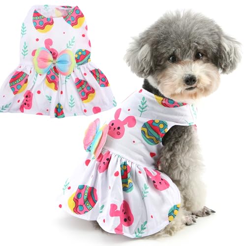 Zunea Osterkleid für kleine Hunde in Größe XS/S, bunt, Ostereier, Hasen-Druck, Welpen-Prinzessinnenkleid mit niedlicher Schleife, für Frühling und Sommer, Haustierkleidung, Outfits, Chihuahua, Yorkie, Zunea Osterkleid für kleine Hunde in Größe XS/S, bunt, Ostereier, Hasen-Druck, Welpen-Prinzessinnenkleid mit niedlicher Schleife, für Frühling und Sommer, Haustierkleidung, Outfits, Chihuahua, Yorkie, von Zunea