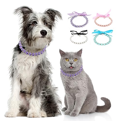 Zunea Perlenketten für kleine Hunde und Katzen, mit Strasssteinen, für Welpen, Mädchen, Halskette mit Schleife, verstellbar, weibliches Haustier, Kätzchen, Chihuahua, Schmuck für Hochzeit, Geburtstag, Zunea Perlenketten für kleine Hunde und Katzen, mit Strasssteinen, für Welpen, Mädchen, Halskette mit Schleife, verstellbar, weibliches Haustier, Kätzchen, Chihuahua, Schmuck für Hochzeit, Geburtstag, von Zunea