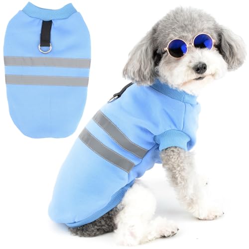 Zunea Reflektierende Hundejacke, Mäntel für kleine Hunde, Mädchen, Jungen, Winter, Herbst, Welpen, Kleidung mit Leine, Ring, Pullover, Sweatshirts, weich, warm, kaltes Wetter, Haustierbekleidung für von Zunea