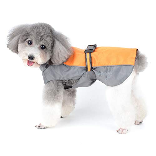 Zunea Regenmantel für kleine Hunde Wasserdicht Reflektierend Regenjacke Winddicht Leicht Netzfutter Regenschutz Welpen Kleidung für Jagd, Wandern, Chihuahua Bekleidung für nasse Tage Orange S von Zunea