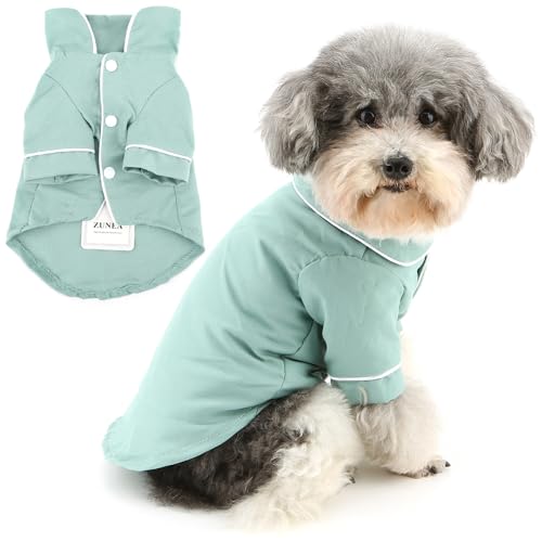 Zunea Hunde Schlafanzug für Kleine Hunde Atmungsaktiv Welpen Schlafanzug Zweibeinig Pyjama Hemd Schlafen Tragen Outfit Urlaub Party Haustier Bekleidung für Chihuahua Yorkie Grün L von Zunea