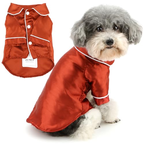 Zunea Schlafanzug Shirt für Kleine Hunde Weiche Kunstseide Revers Welpen Nachtwäsche Kleidung Zweibeinig Shirts für den Innenbereich Chihuahua Yorkie Haustier Urlaub Party Kleidung Burgunderrot L Zunea Schlafanzug Shirt für Kleine Hunde Weiche Kunstseide Revers Welpen Nachtwäsche Kleidung Zweibeinig Shirts für den Innenbereich Chihuahua Yorkie Haustier Urlaub Party Kleidung Burgunderrot L von Zunea