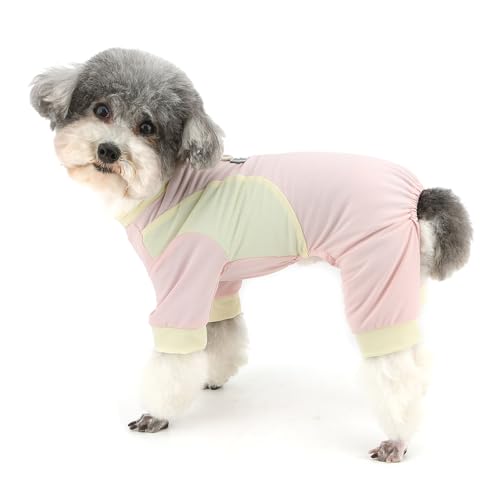 Zunea Sommer-Hunde-Pyjama für kleine Hunde, weiches, atmungsaktives Netzgewebe, Welpen-Pyjama, Overall mit Leinen-Ring, Hunde-Schlaf-Outfits, Pyjama, Größe XS/S, Haustierbekleidung für Chihuahua von Zunea