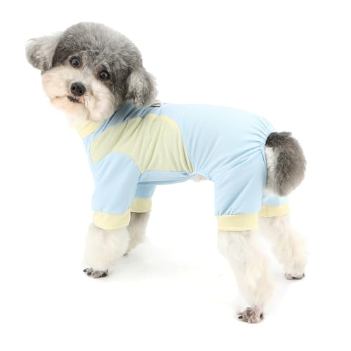 Zunea Sommer-Hunde-Pyjama für kleine Hunde, weiches, atmungsaktives Netzgewebe, Welpen-Pyjama, Overall mit Leinen-Ring, Hunde-Schlaf-Outfits, Pyjama, Größe XS/S, Haustierbekleidung für Chihuahua von Zunea