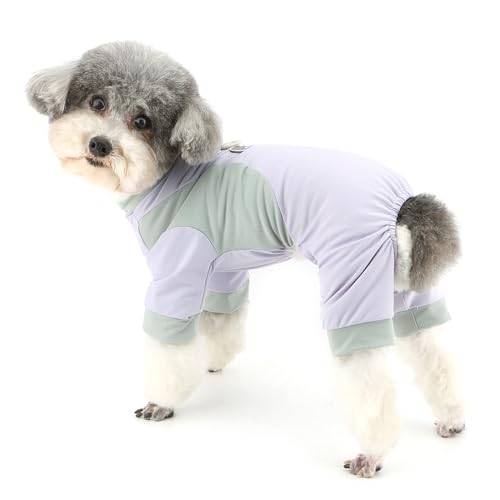 Zunea Sommer-Hunde-Pyjama für kleine Hunde, weiches, atmungsaktives Netzgewebe, Welpen-Pyjama, Overall mit Leinen-Ring, Hunde-Schlaf-Outfits, Pyjama, Größe XS/S, Haustierbekleidung für Chihuahua von Zunea