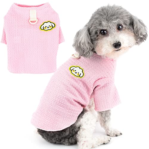 Zunea Sommer Hunde Shirts für Kleine Hunde Welpen Kleidung T-Shirt mit D-Ring Weich Atmungsaktiv Kurzärmelig Einfarbig Basic-Haustierkleidung für Haustier Katzen Chihuahua Yorkie Rosa S von Zunea