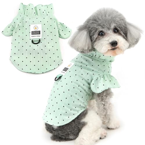Zunea Sommer-Hunde-Shirts für kleine Hunde, Welpenkleidung, T-Shirt mit D-Ring, gepunktet, Rüschenärmel, weich, atmungsaktiv, Basic-Shirt, Hundespielzeug, Pudel, Haustierbekleidung für Chihuahua, Zunea Sommer-Hunde-Shirts für kleine Hunde, Welpenkleidung, T-Shirt mit D-Ring, gepunktet, Rüschenärmel, weich, atmungsaktiv, Basic-Shirt, Hundespielzeug, Pudel, Haustierbekleidung für Chihuahua, von Zunea