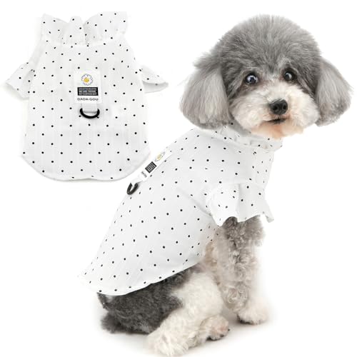 Zunea Sommer-Hunde-Shirts für kleine Hunde, Welpenkleidung, T-Shirt mit D-Ring, gepunktet, Rüschenärmel, weich, atmungsaktiv, Basic-Shirt, Hundespielzeug, Pudel, Haustierbekleidung für Chihuahua, von Zunea