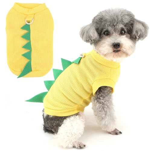 Zunea Süßes Dinosaurier-Hunde-Shirt für kleine Hunde, Sommer-Welpenkleidung, T-Shirt mit Leinen-Ring, weich, atmungsaktiv, ärmellos, Basic-Weste, Haustierbekleidung für Chihuahua, Hundespielzeug Zunea Süßes Dinosaurier-Hunde-Shirt für kleine Hunde, Sommer-Welpenkleidung, T-Shirt mit Leinen-Ring, weich, atmungsaktiv, ärmellos, Basic-Weste, Haustierbekleidung für Chihuahua, Hundespielzeug von Zunea