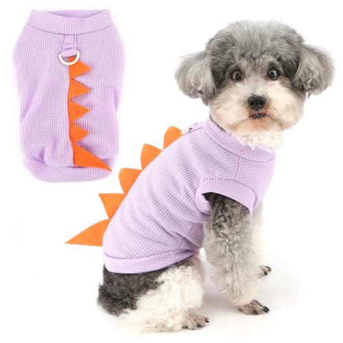 Zunea Süßes Dinosaurier-Hunde-Shirt für kleine Hunde, Sommer-Welpenkleidung, T-Shirt mit Leinen-Ring, weich, atmungsaktiv, ärmellos, Basic-Weste, Haustierbekleidung für Chihuahua, Hundespielzeug Zunea Süßes Dinosaurier-Hunde-Shirt für kleine Hunde, Sommer-Welpenkleidung, T-Shirt mit Leinen-Ring, weich, atmungsaktiv, ärmellos, Basic-Weste, Haustierbekleidung für Chihuahua, Hundespielzeug von Zunea
