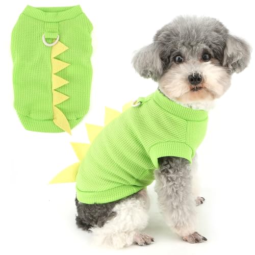 Zunea Süßes Dinosaurier-Hunde-Shirt für kleine Hunde, Sommer-Welpenkleidung, T-Shirt mit Leinen-Ring, weich, atmungsaktiv, ärmellos, Basic-Weste, Haustierbekleidung für Chihuahua, Hundespielzeug Zunea Süßes Dinosaurier-Hunde-Shirt für kleine Hunde, Sommer-Welpenkleidung, T-Shirt mit Leinen-Ring, weich, atmungsaktiv, ärmellos, Basic-Weste, Haustierbekleidung für Chihuahua, Hundespielzeug von Zunea