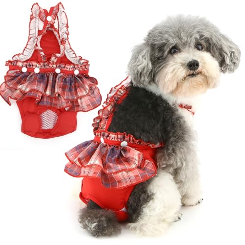 Zunea Waschbare Windeln für kleine Hündinnen für XS/S, verstellbare Strapse, wiederverwendbar, für Welpen, Sanitärwindelrock, niedliche Windeln, Höschen für Hunde, Chihuahua, Yorkie, in Hitze-Rot, Zunea Waschbare Windeln für kleine Hündinnen für XS/S, verstellbare Strapse, wiederverwendbar, für Welpen, Sanitärwindelrock, niedliche Windeln, Höschen für Hunde, Chihuahua, Yorkie, in Hitze-Rot, von Zunea
