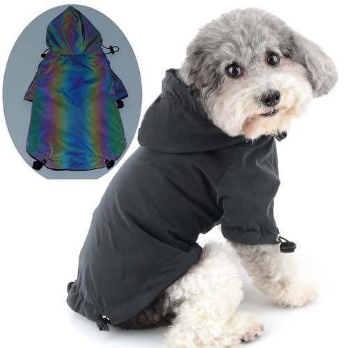 Zunea Holografische wasserdichte Hundejacke für Mittelgroße Hunde Winter Warm Fleece Mantel mit Kapuze Regenmantel Reflektierend Kapuzenpullis Kleidung Kordelzug Thermo-Windbreaker 5XL Zunea Holografische wasserdichte Hundejacke für Mittelgroße Hunde Winter Warm Fleece Mantel mit Kapuze Regenmantel Reflektierend Kapuzenpullis Kleidung Kordelzug Thermo-Windbreaker 5XL von Zunea