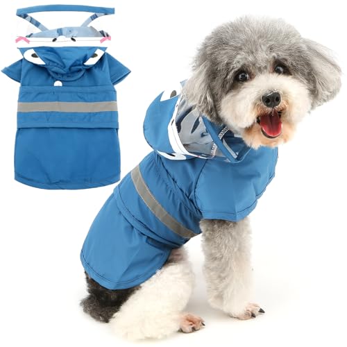 Zunea Wasserdichter Hunde-Regenmantel mit Kapuze für Kleine Hunde Leicht Reflektierend Regenjacke Poncho mit Loch für die Leine Zupf Lustiges Haifischmuster Kostüme Chihuahua Regenbekleidung Blau XS Zunea Wasserdichter Hunde-Regenmantel mit Kapuze für Kleine Hunde Leicht Reflektierend Regenjacke Poncho mit Loch für die Leine Zupf Lustiges Haifischmuster Kostüme Chihuahua Regenbekleidung Blau XS von Zunea
