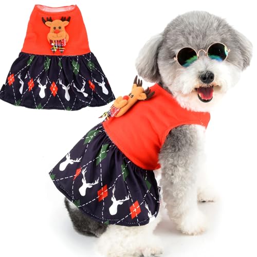 Zunea Weihnachtliche Hundekleider für kleine Hunde, Rentier, Welpen, Mädchen, Weihnachten, Kostüm, weiblicher Haustierrock, Weihnachtskostüme, Chihuahua, Yorkie, Kleidung, Outfits, Rot, Größe XL Zunea Weihnachtliche Hundekleider für kleine Hunde, Rentier, Welpen, Mädchen, Weihnachten, Kostüm, weiblicher Haustierrock, Weihnachtskostüme, Chihuahua, Yorkie, Kleidung, Outfits, Rot, Größe XL von Zunea