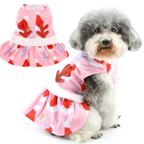 Zunea Weihnachtskleid für Hunde mit Rentiergeweih, für Welpen, Prinzessinnenkleid für extra kleine/kleine Hunde, niedliches Weihnachtsmannmützenmuster, Weihnachtsrock, Festliches Outfit, Neujahr, Zunea Weihnachtskleid für Hunde mit Rentiergeweih, für Welpen, Prinzessinnenkleid für extra kleine/kleine Hunde, niedliches Weihnachtsmannmützenmuster, Weihnachtsrock, Festliches Outfit, Neujahr, von Zunea