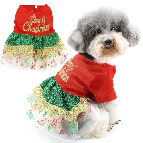 Zunea Weihnachtskleid für kleine Hunde, Frohe Weihnachten, Welpen, Prinzessinnenkleid, glitzernd, Weihnachtsrock, Schneeflocke, Weihnachtsoutfit für Neujahr, Urlaubskleidung, Größe XS/S, Haustier, Zunea Weihnachtskleid für kleine Hunde, Frohe Weihnachten, Welpen, Prinzessinnenkleid, glitzernd, Weihnachtsrock, Schneeflocke, Weihnachtsoutfit für Neujahr, Urlaubskleidung, Größe XS/S, Haustier, von Zunea
