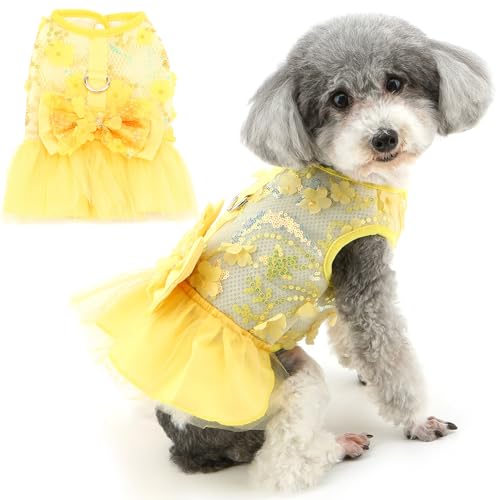 Zunea Welpen-Hundekleider für kleine Hunde, Mädchen, Sommer-Prinzessinnengeschirr, Spitzenkleid mit D-Ring, atmungsaktives Netzgewebe, Weste, Rock mit Schleife, niedliche Blumen, weibliche Zunea Welpen-Hundekleider für kleine Hunde, Mädchen, Sommer-Prinzessinnengeschirr, Spitzenkleid mit D-Ring, atmungsaktives Netzgewebe, Weste, Rock mit Schleife, niedliche Blumen, weibliche von Zunea