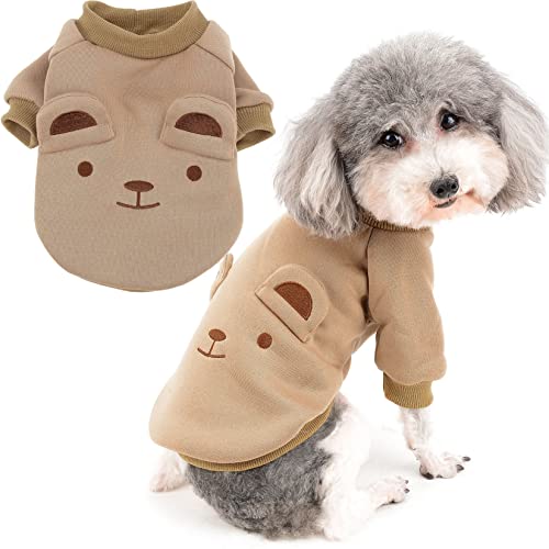 Zunea Hunde Wintermäntel für Kleine Hunde Welpen Pullover Sweater Kleidung Weich Warm Hundejacken Haustier Kaltes Wetter Bekleidung Mantel für Chihuahua Yorkie Braun L von Zunea